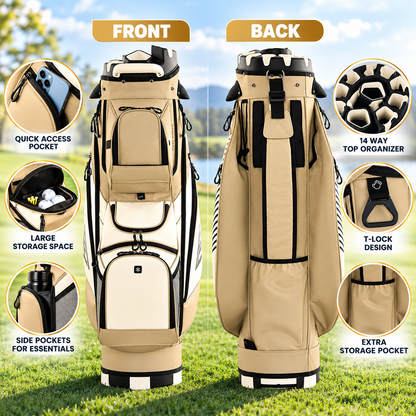 🔥T-Lock Golf Cart Bag with 14 Way Organizer Divider Top