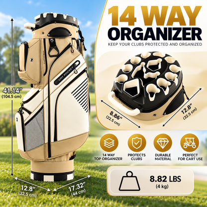 🔥T-Lock Golf Cart Bag with 14 Way Organizer Divider Top