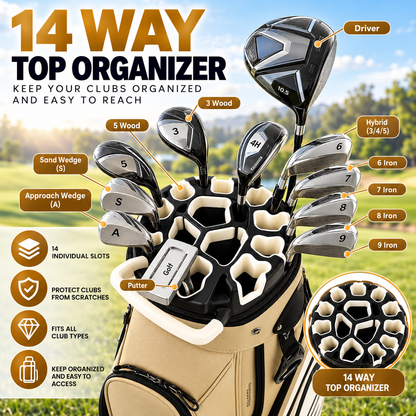 🔥T-Lock Golf Cart Bag with 14 Way Organizer Divider Top